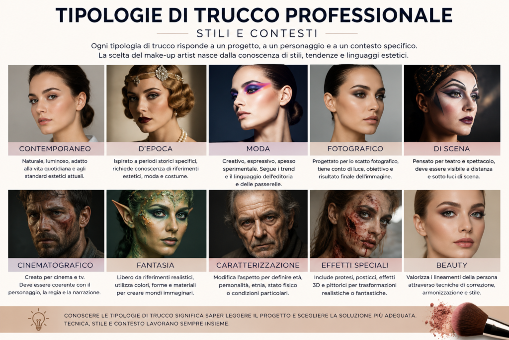 Tipologie di trucco professionale: stili e contesti