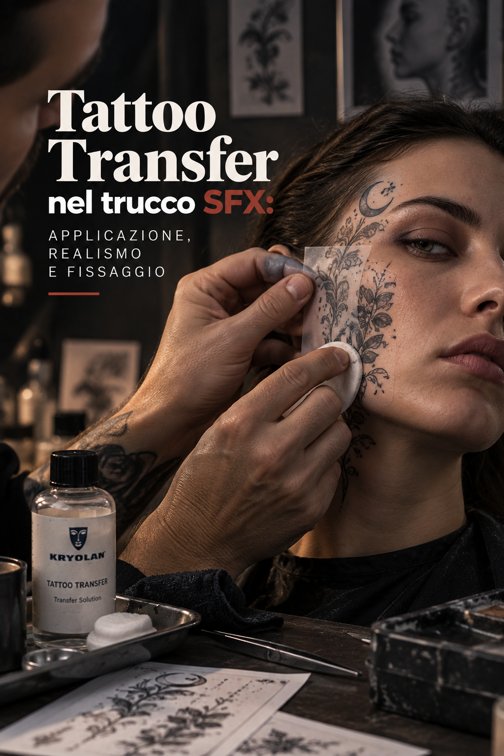 Al momento stai visualizzando Tattoo Transfer nel trucco SFX: applicazione, realismo e fissaggio