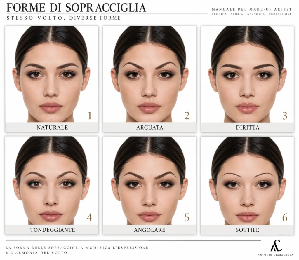 sopracciglia e cambiamento dell'espressione del volto