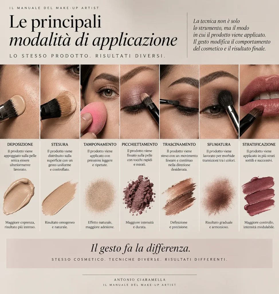 Principali modalità di applicazione dei cosmetici nel make-up professionale