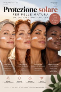Scopri di più sull'articolo Protezione solare per pelle matura: SPF, UVA, UVB e come sceglierla
